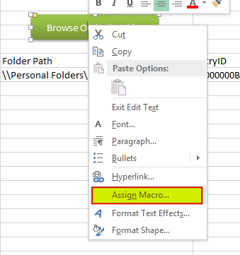 Assign Macro for Excel VBA