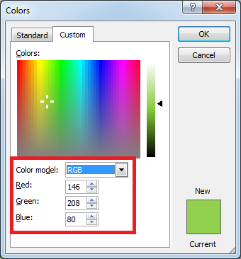 RGB Color Excel