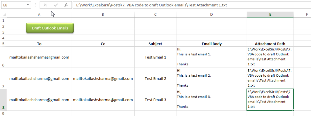 VBA Code to Draft Outlook Emails