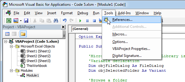 VBA Code to Browse a Folder