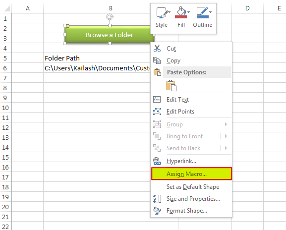 VBA Code to Browse a Folder