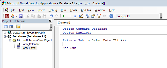 Custom Calendar Control for MS Access