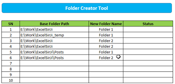 VBA Tool to Create folders