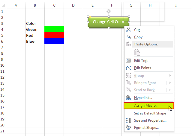 VBA Code to change cell color