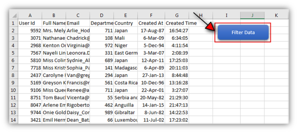 VBA Code to filter data in excel