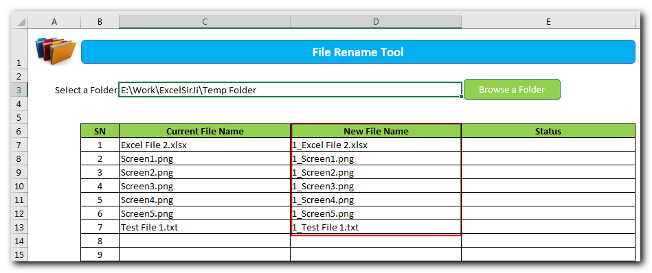 Rename Excel files