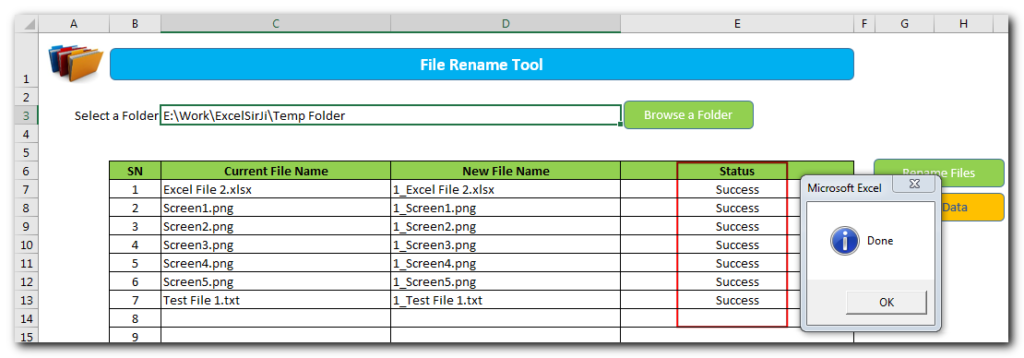 VBA To Rename Files in bulk