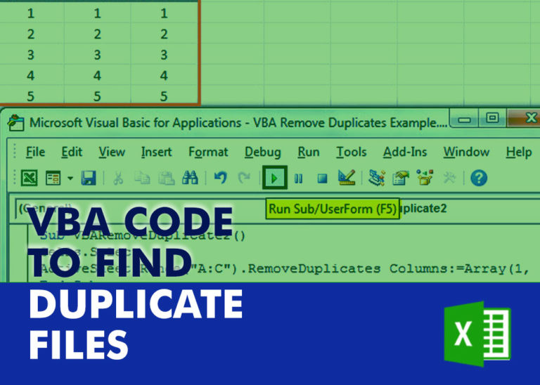 VBA Code to Find Duplicate Files