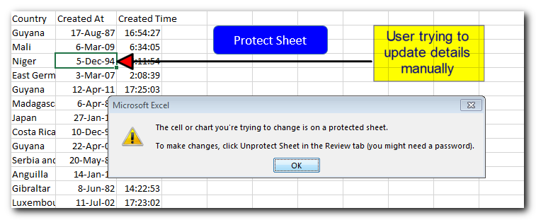 Protect Excel Sheet for Manual Input