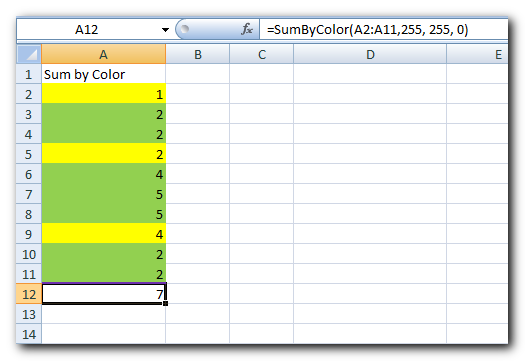 VBA Code to Sum Cells by Color