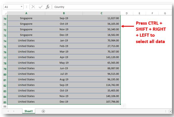 Pivot Table Select Data