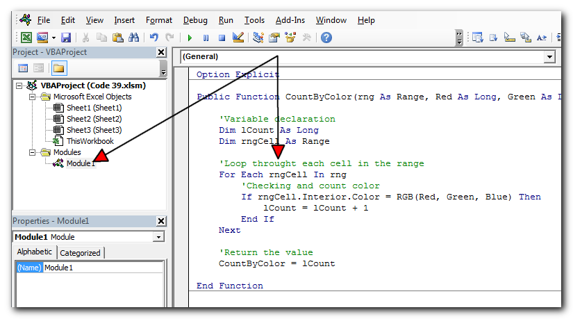 VBA Code to Count Cells by Color