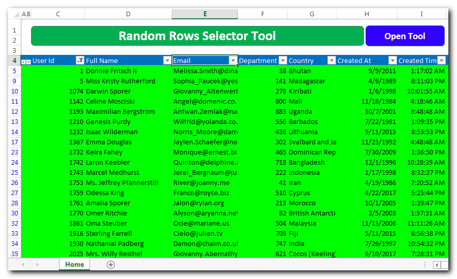 Random Rows Selector Tool