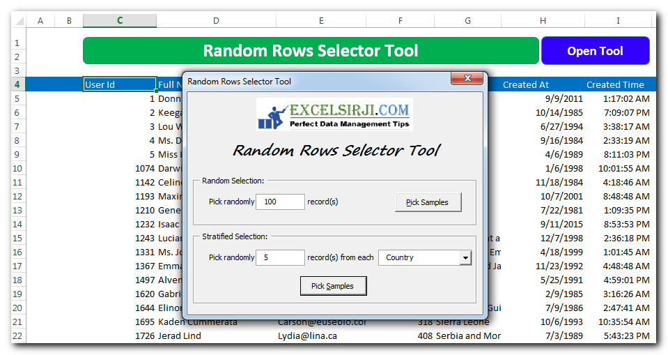 Random Rows Selector Tool