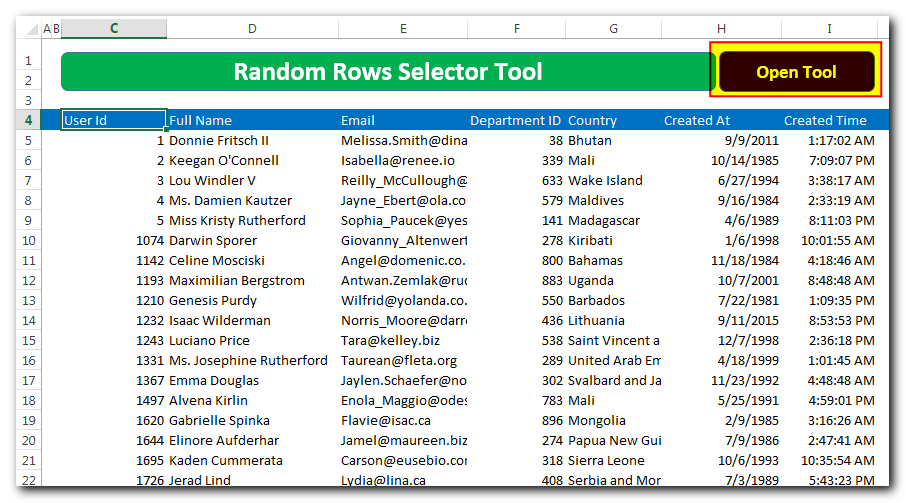 Random Rows Selector Tool