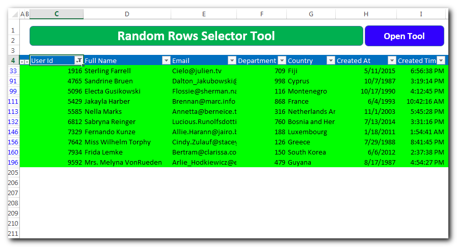 Random Rows Selector Tool