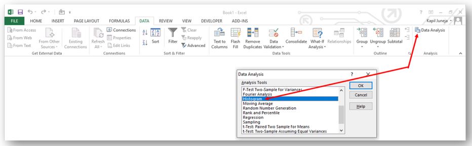 Histogram via Analysis ToolPAK