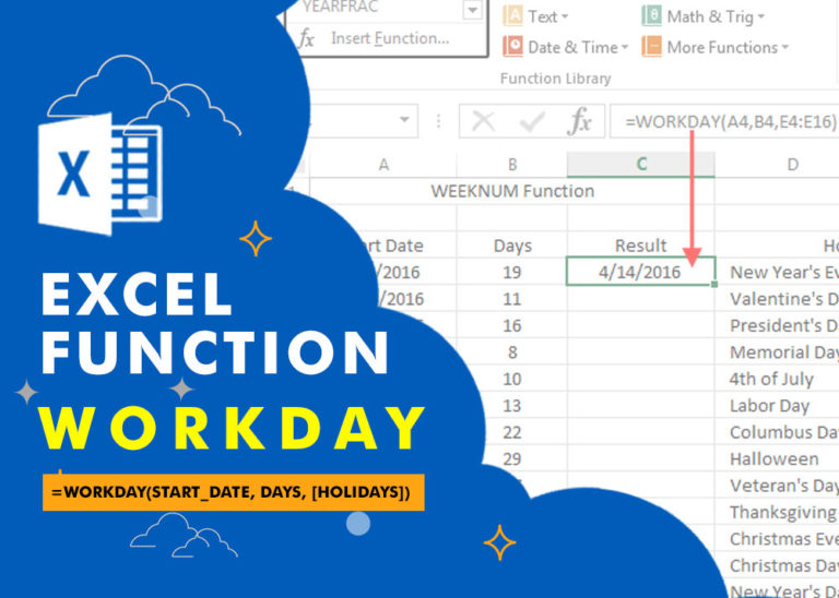 Excel Function – WORKDAY