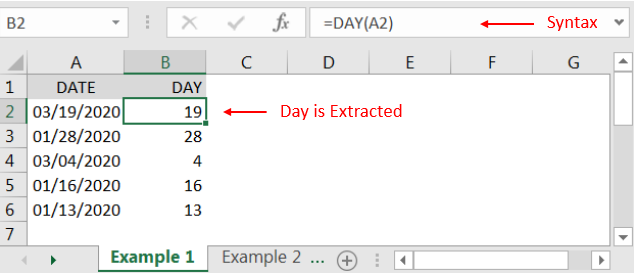 Excel Function Day Month Year