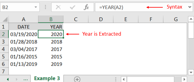 Excel function Day Month Year