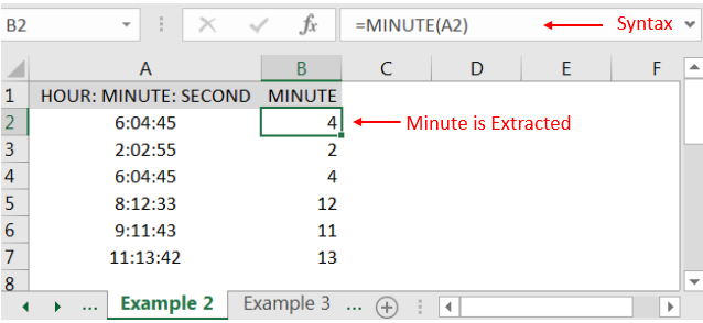 Excel Function HOUR, MINUTE, SECOND