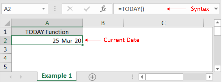 Excel function TODAY