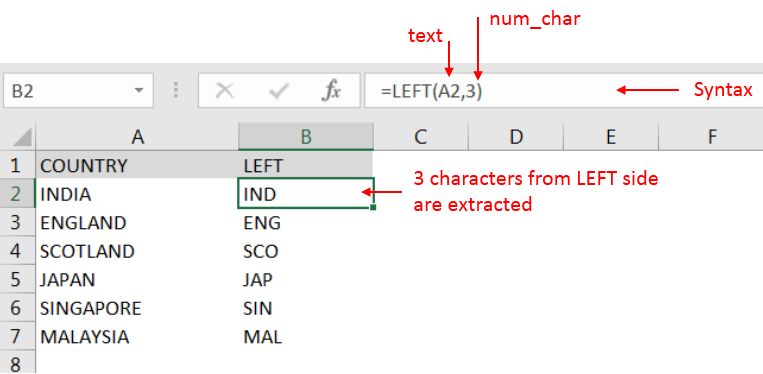 EXCEL FUNCTION LEFT