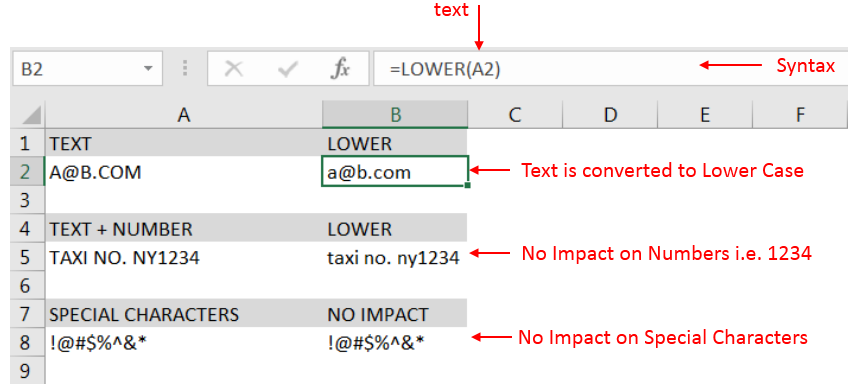 Excel Function LOWER