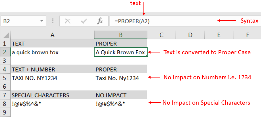 Excel Function PROPER