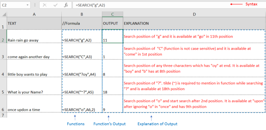 Learn MS Excel SEARCH Function