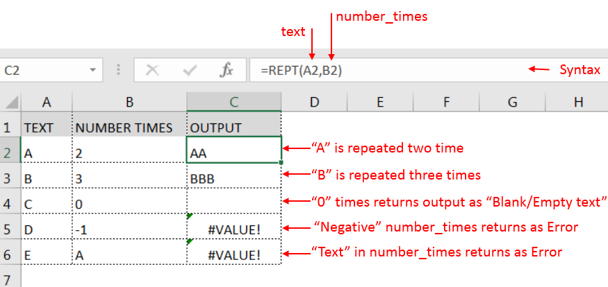 Excel Function REPT