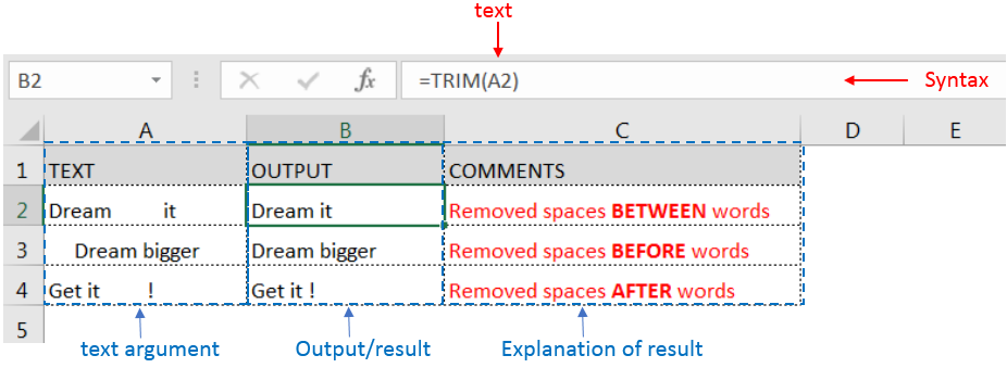 Excel TRIM Function