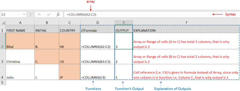 COLUMNS function