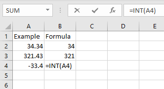 Excel Function INT