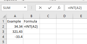 Excel Function INT