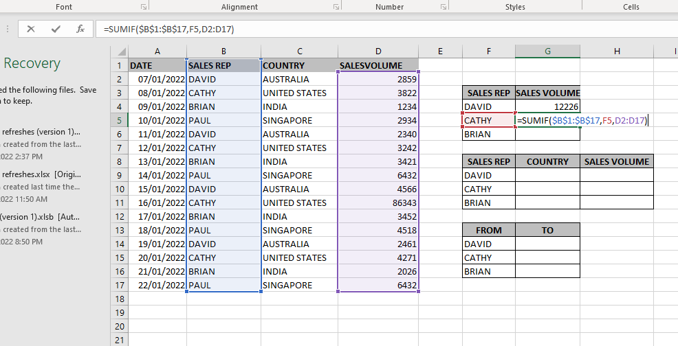 EXCEL FUNCTION – SUMIFS
