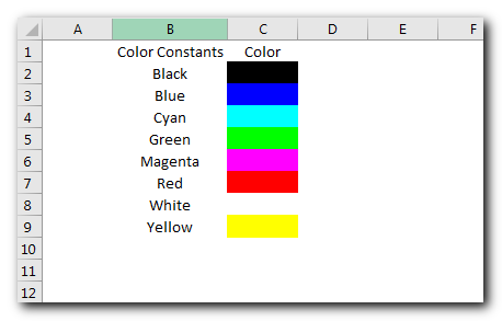 ColorIndex in Excel VBA