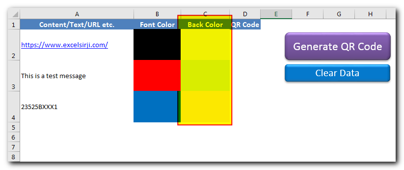 QR Code Generator Tool in Excel