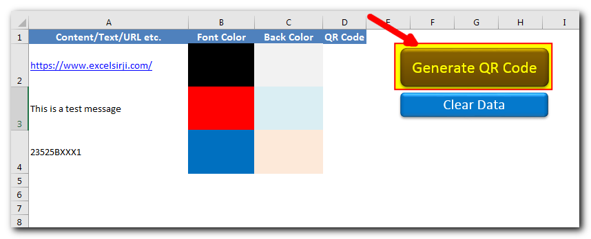 QR Code Generator Tool in Excel