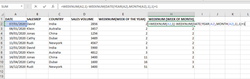 Excel Function - WEEKNUM Function