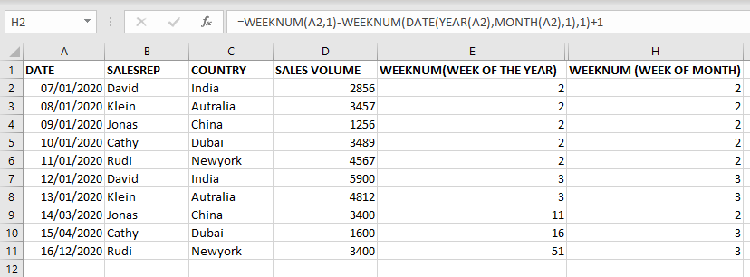 Excel Function - WEEKNUM Function