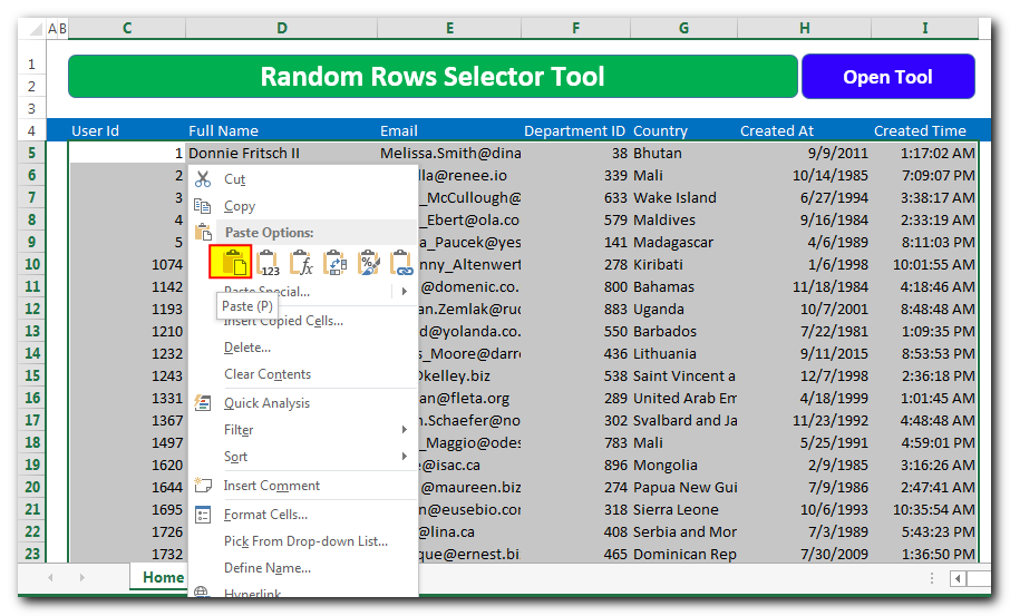 Random Rows Selector Tool