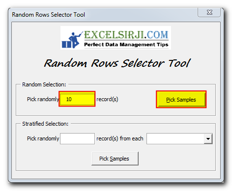 Random Rows Selector Tool