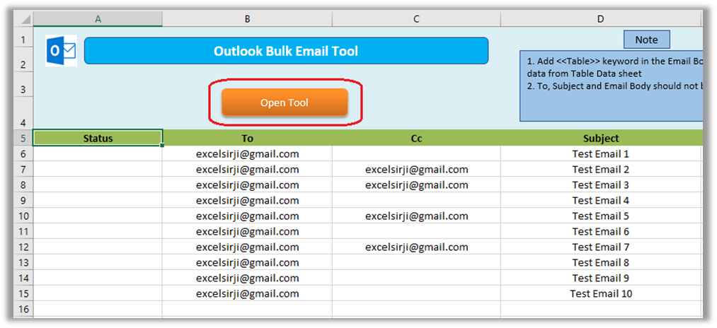 Outlook Bulk Email Tool