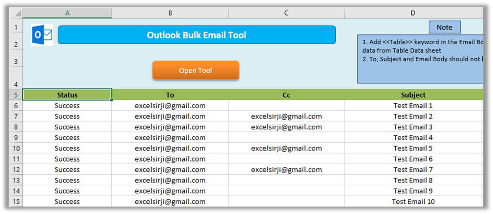 Outlook Bulk Email Tool
