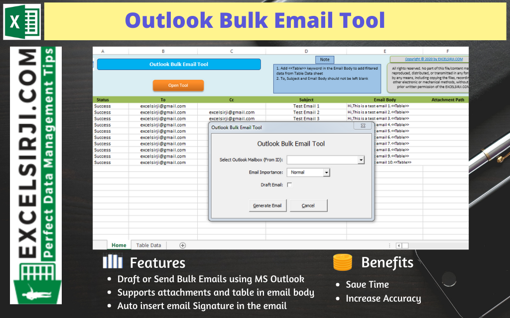 Outlook Bulk Email Tool