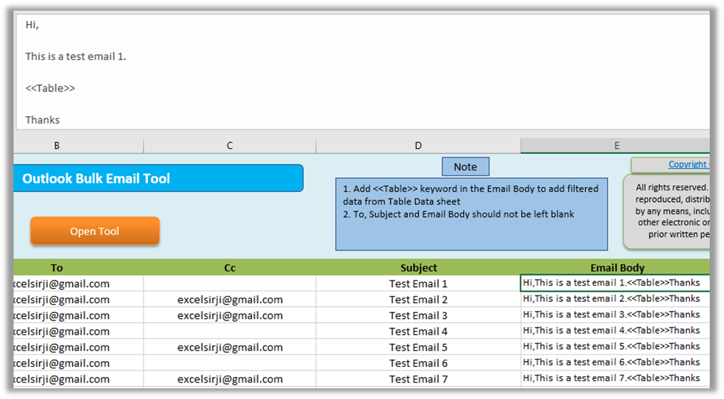 Outlook Bulk Email Tool