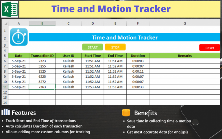 Time and Motion Tracker