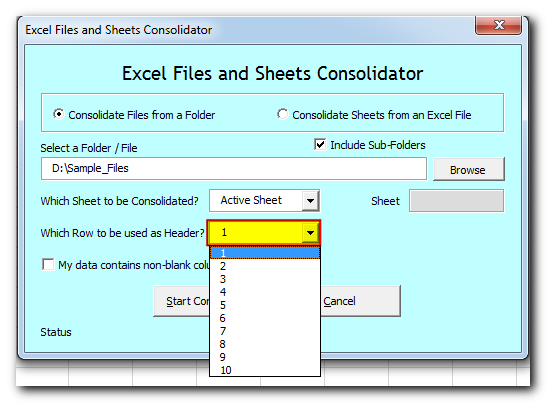 Excel Files and Sheets Consolidator