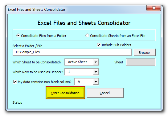 Excel Files and Sheets Consolidator